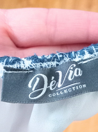 Blouse bohème brodée blanche et marine (M)