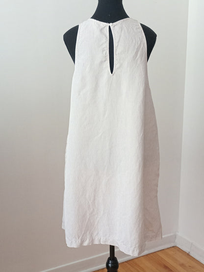 Robe rayée en lin et lyocell (L)
