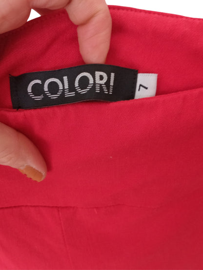Pantalon rouge vif trois quarts (7)