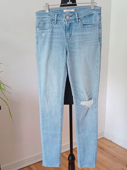 Jean skinny délavé avec genou effiloché (28)