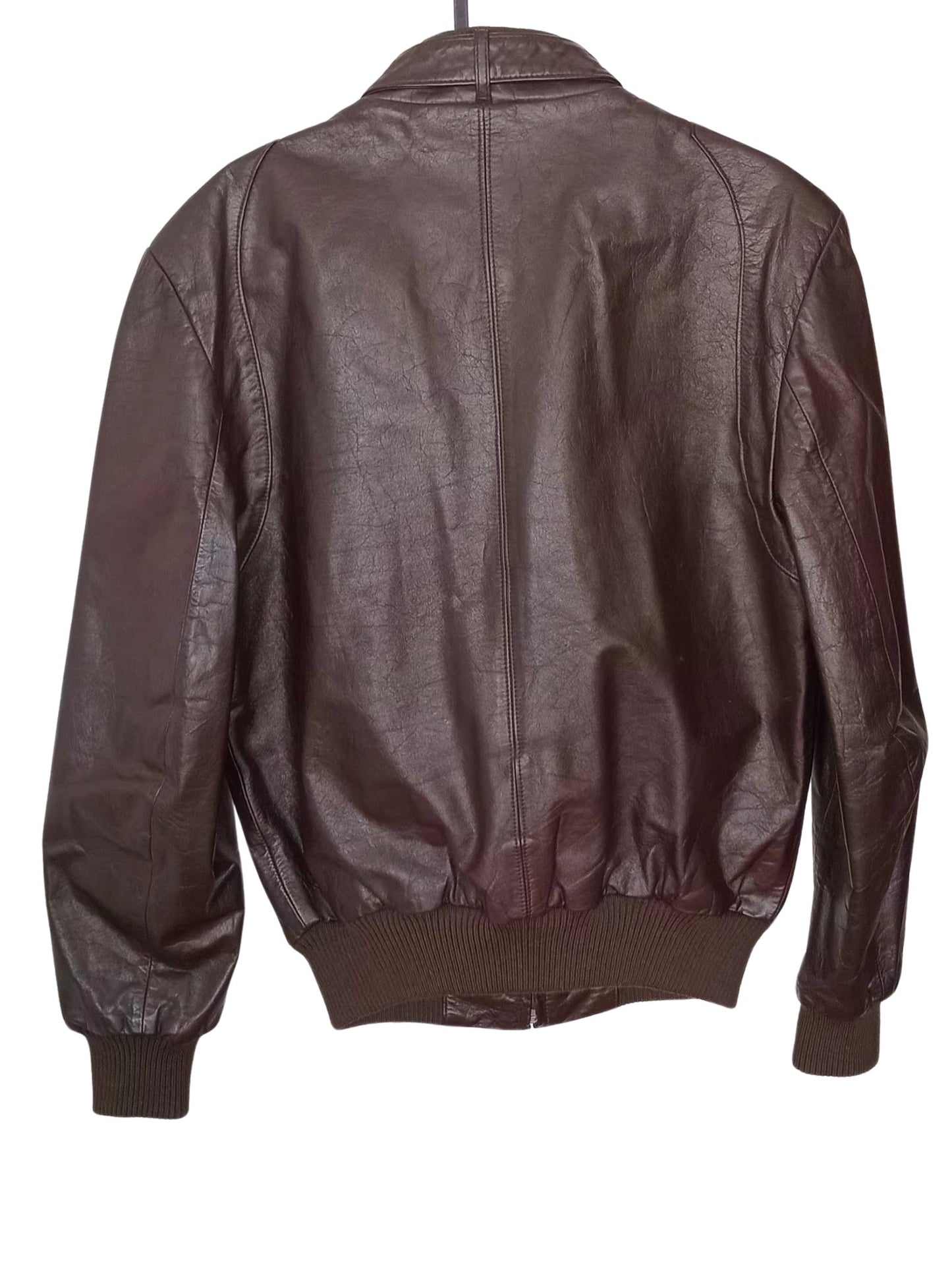 Manteau de cuir vintage brun chocolat (38 / M)