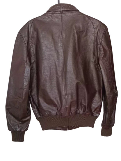 Manteau de cuir vintage brun chocolat (38 / M)