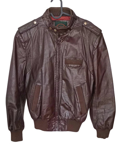 Manteau de cuir vintage brun chocolat (38 / M)