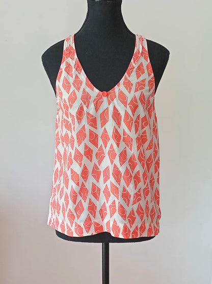 Camisole en soie et coton à imprimé corail (TP)