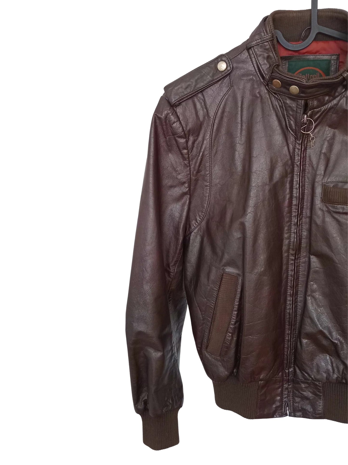 Manteau de cuir vintage brun chocolat (38 / M)