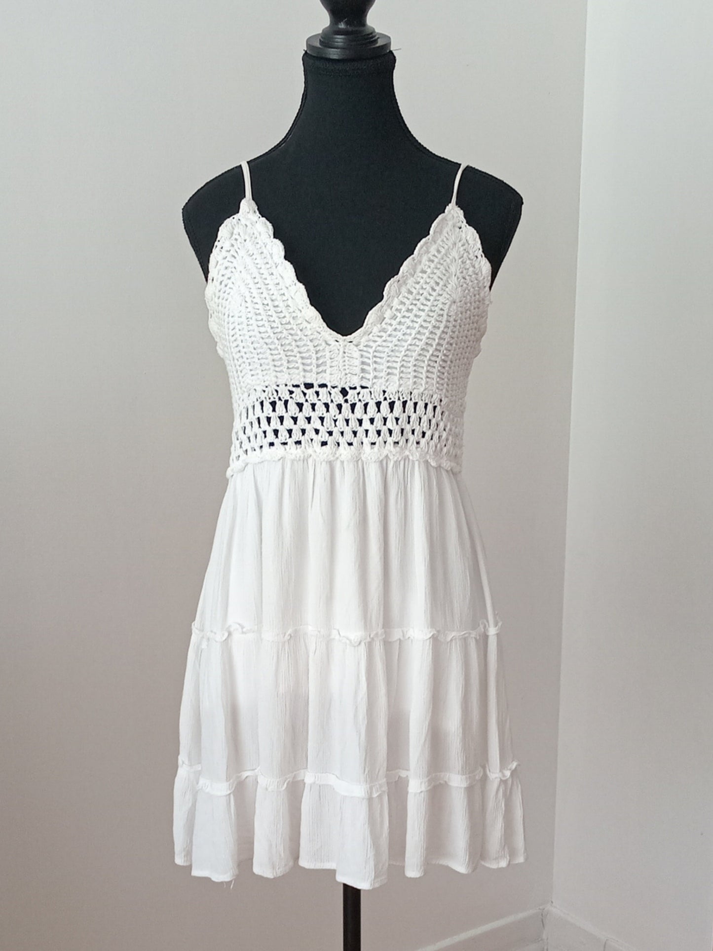 Robe blanche bohème à crochet (L)