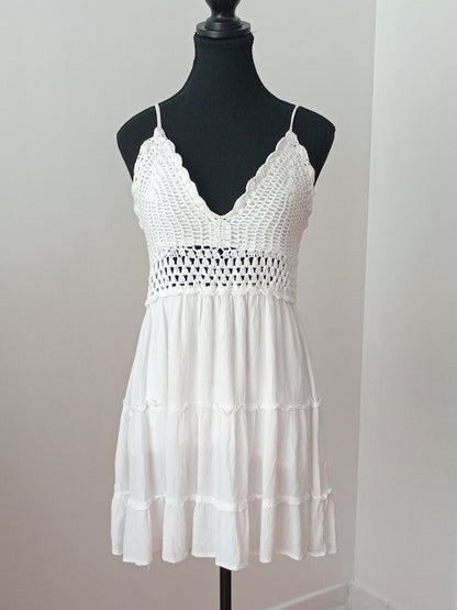 Robe blanche bohème à crochet (L)