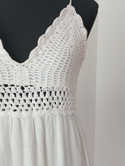 Robe blanche bohème à crochet (L)