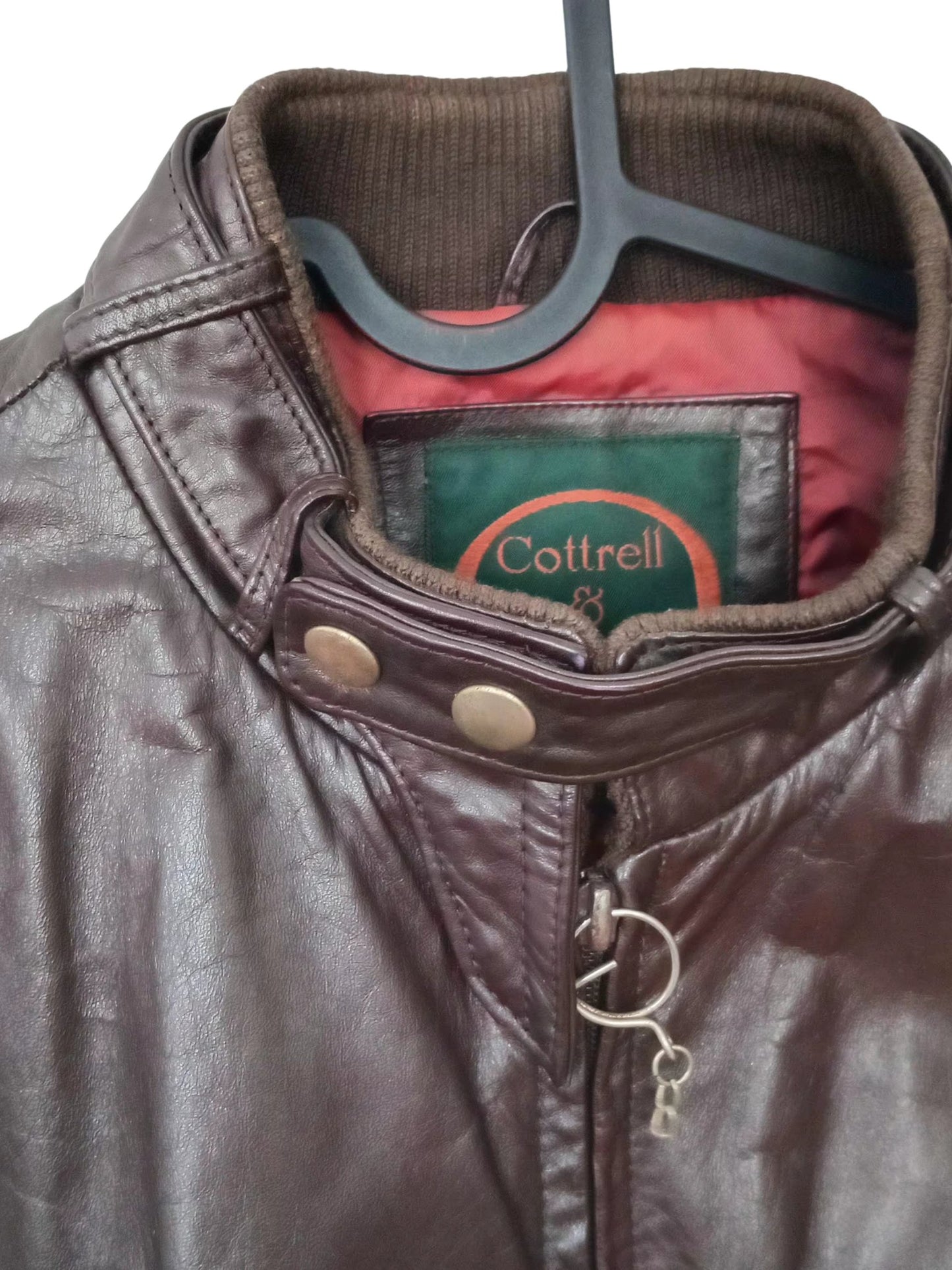Manteau de cuir vintage brun chocolat (38 / M)