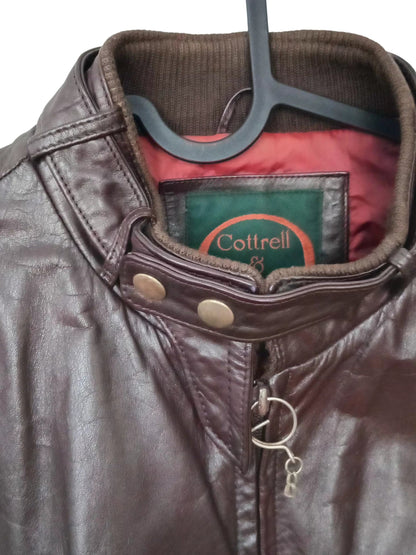 Manteau de cuir vintage brun chocolat (38 / M)