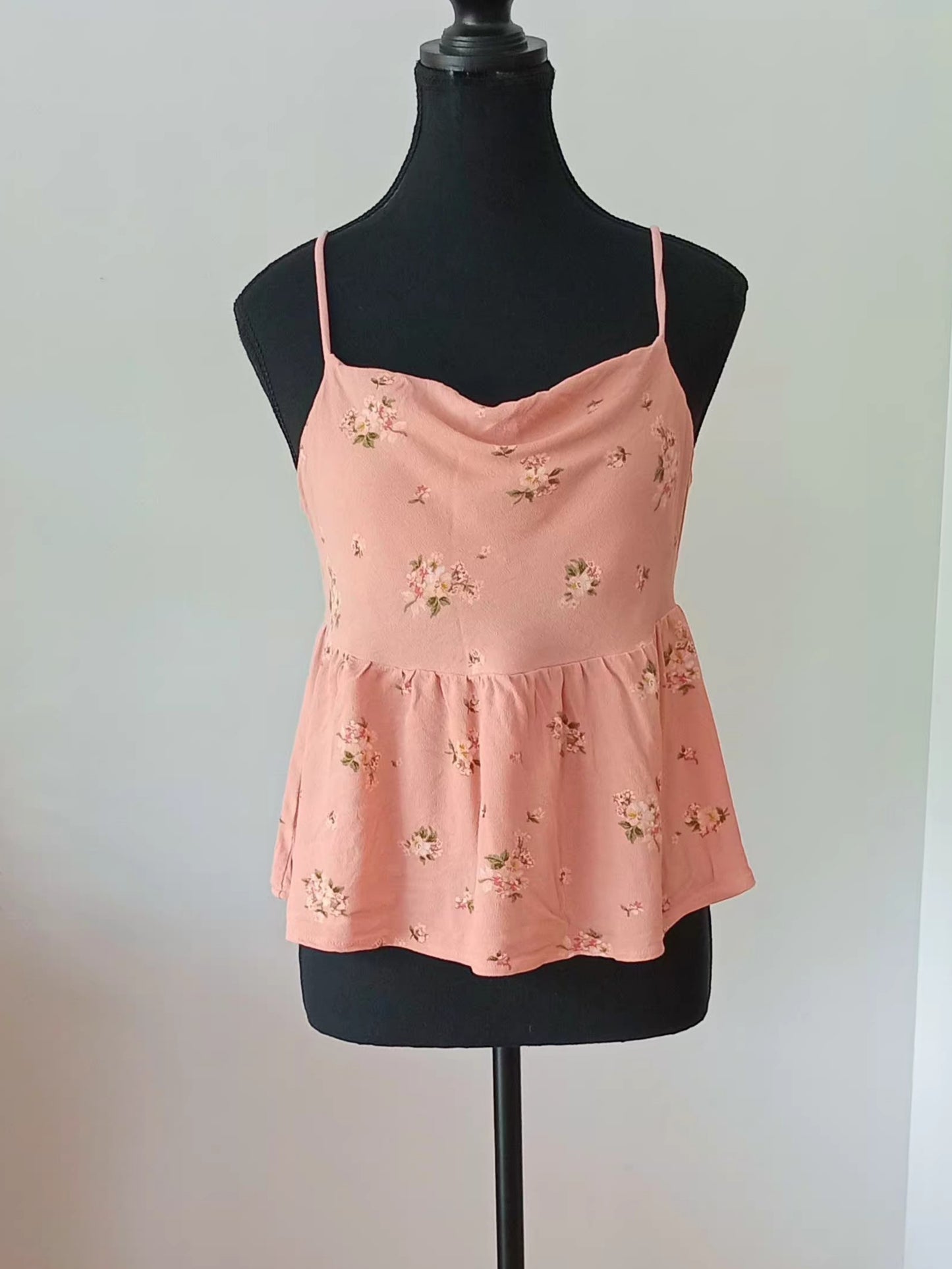 Camisole bohème fleurie vieux rose (M)