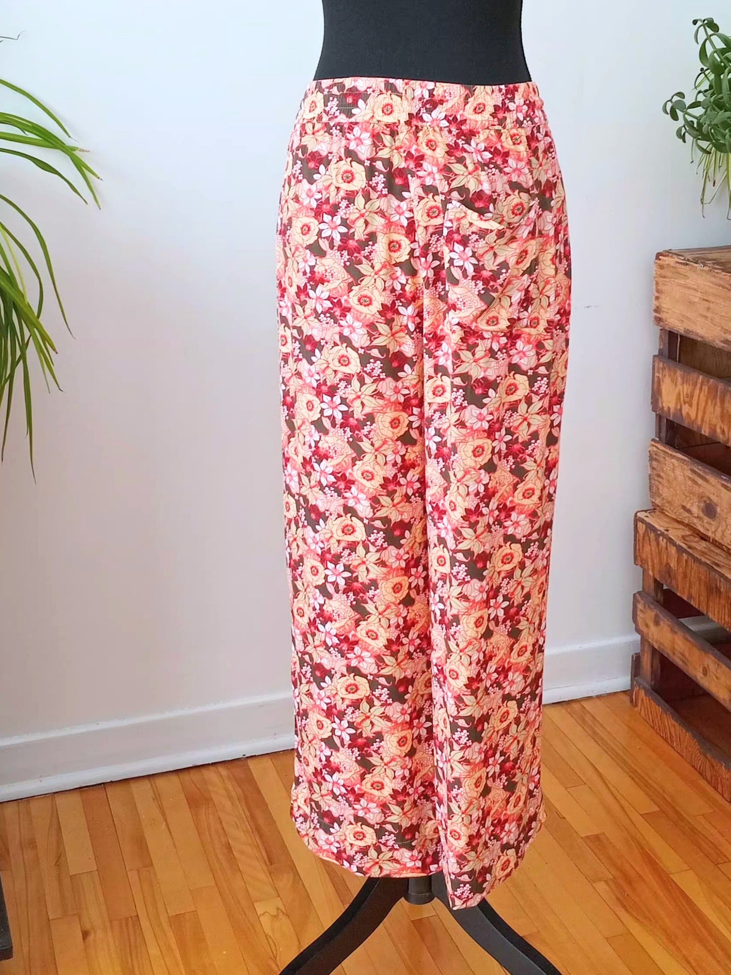 Pantalon fleuri boho fluide (M)