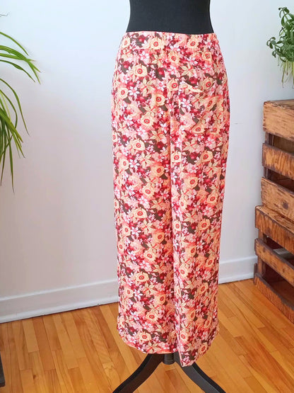 Pantalon fleuri boho fluide (M)