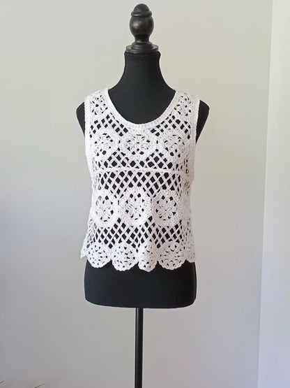Camisole crochet bohème blanche (P)