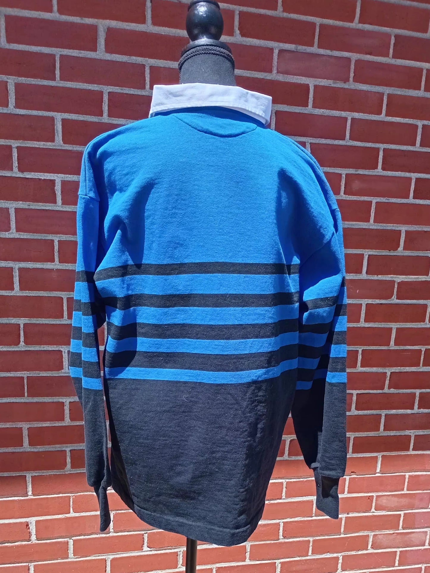 Chandail de rugby vintage bleu Barbarian (L)