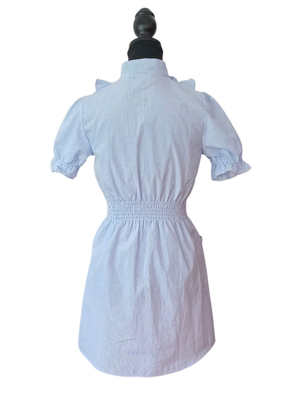 Robe chemise rayée bleu pâle à volants (P)