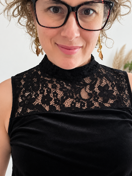 Top velours dentelle (G)