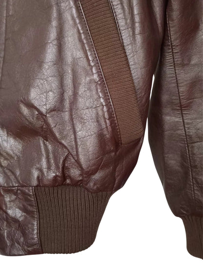 Manteau de cuir vintage brun chocolat (38 / M)