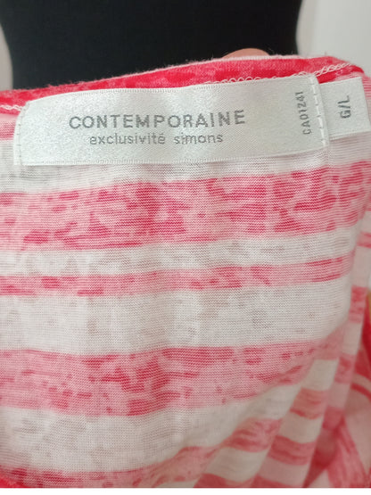 T-shirt rayé rouge et blanc (L)