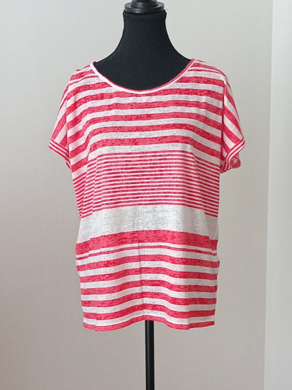 T-shirt rayé rouge et blanc (L)