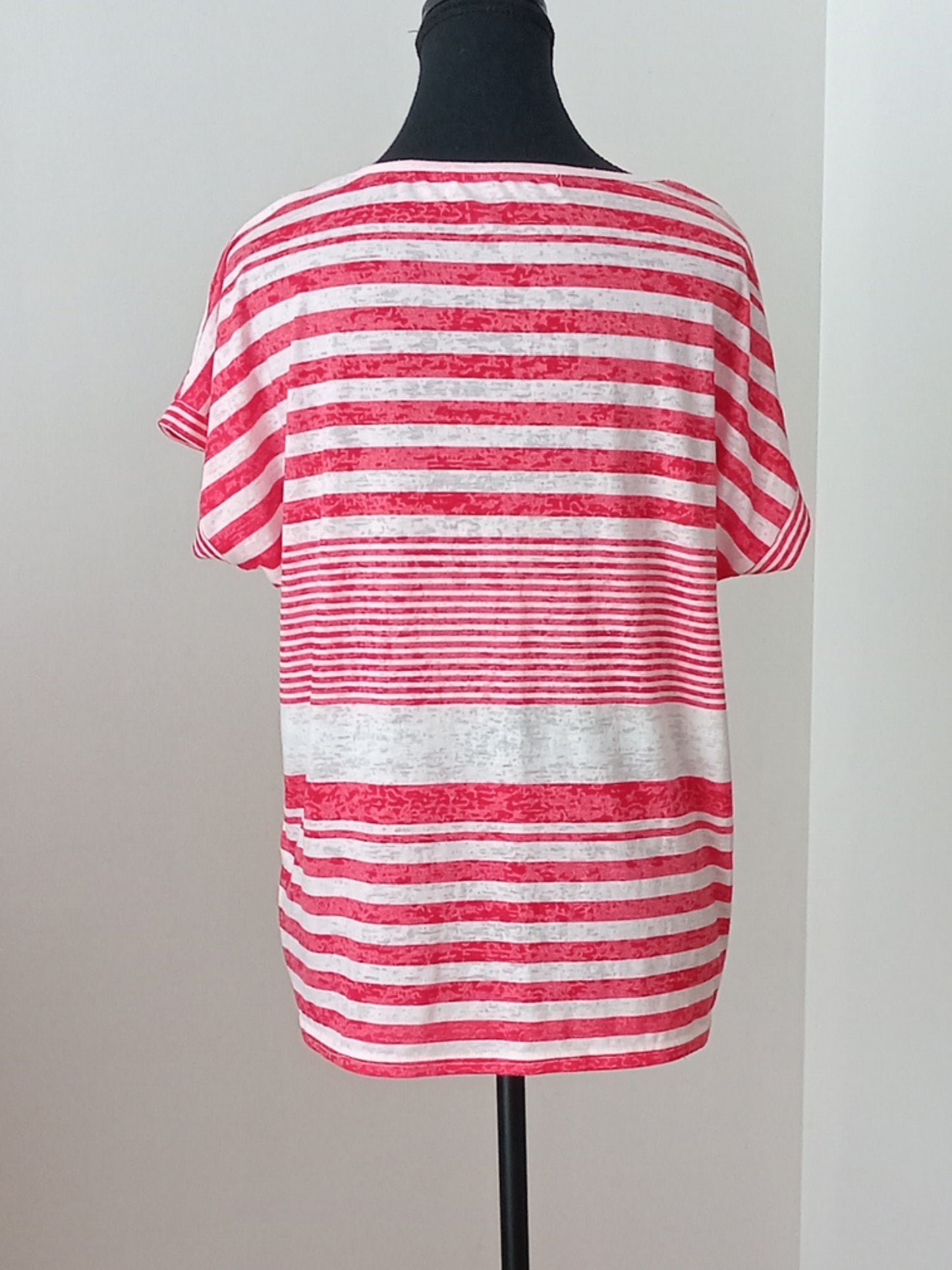 T-shirt rayé rouge et blanc (L)