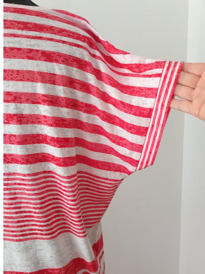 T-shirt rayé rouge et blanc (L)