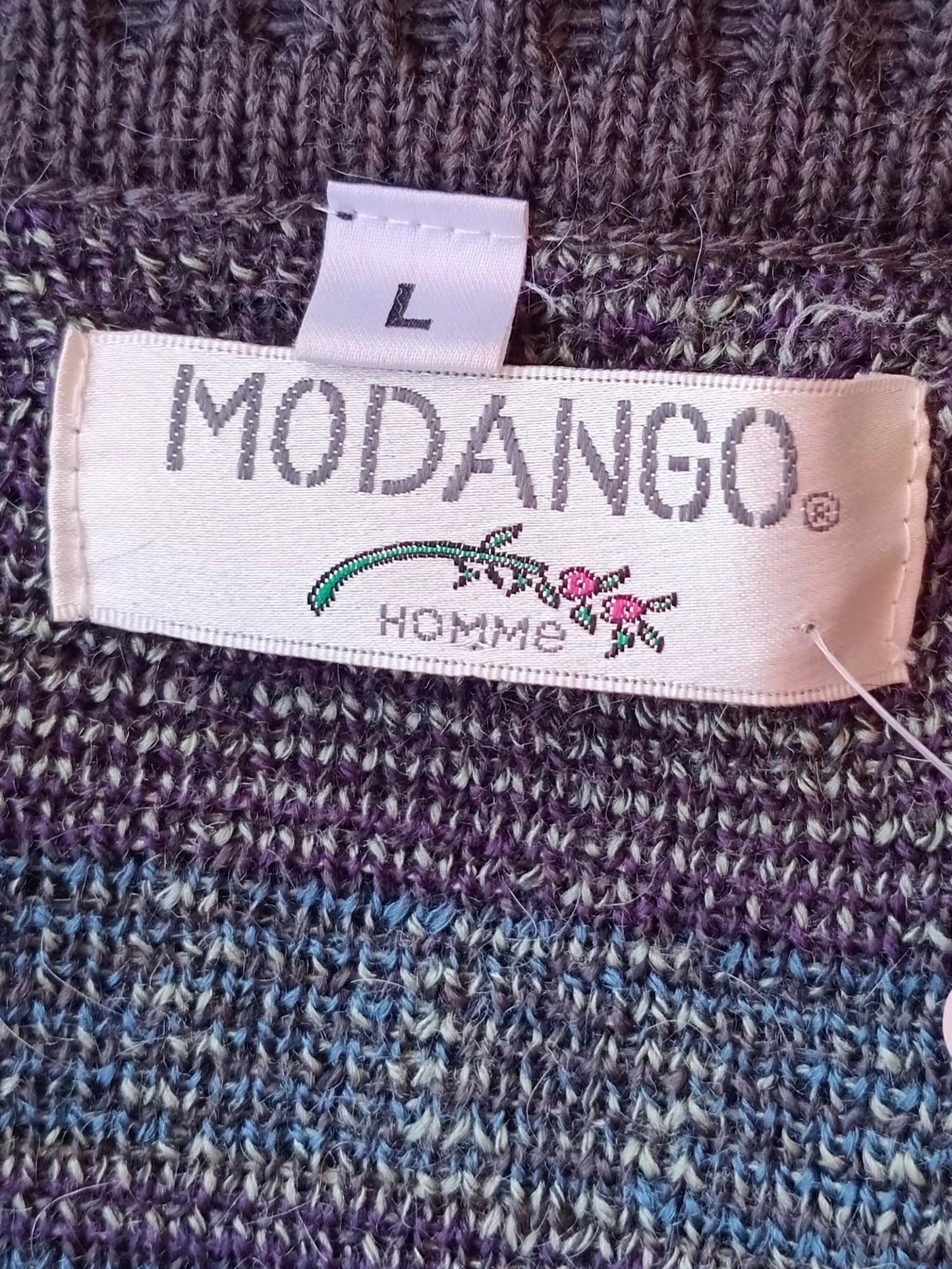 Cardigan vintage grand-papa motifs nordiques (L)