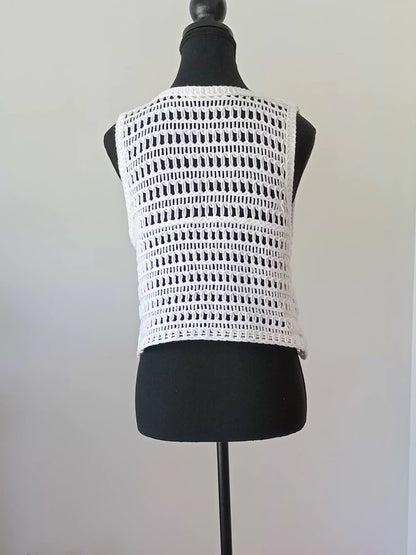Camisole crochet bohème blanche (P)