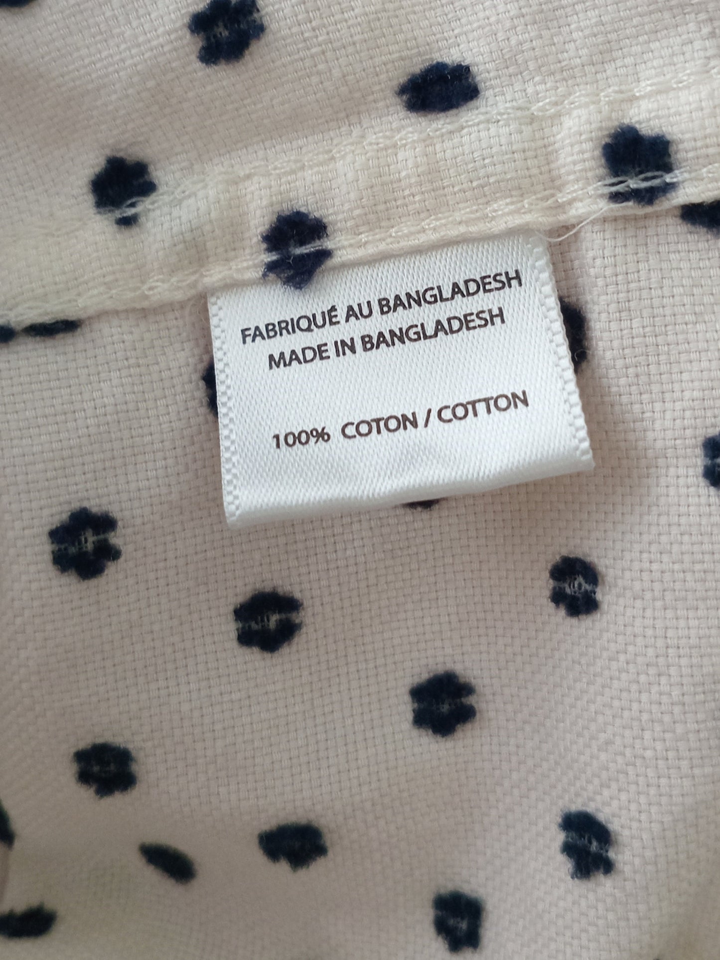 Chemise crème à petits motifs bleu marine (L)