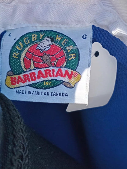 Chandail de rugby vintage bleu Barbarian (L)