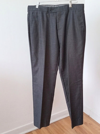Pantalon habillé gris en laine mélangée (Grand)