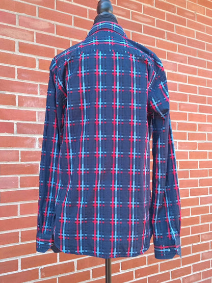 Chemise carreautée noir, rouge et bleu (L)