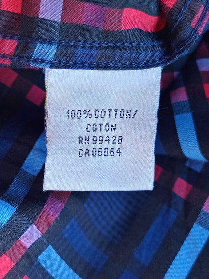 Chemise carreautée noir, rouge et bleu (L)