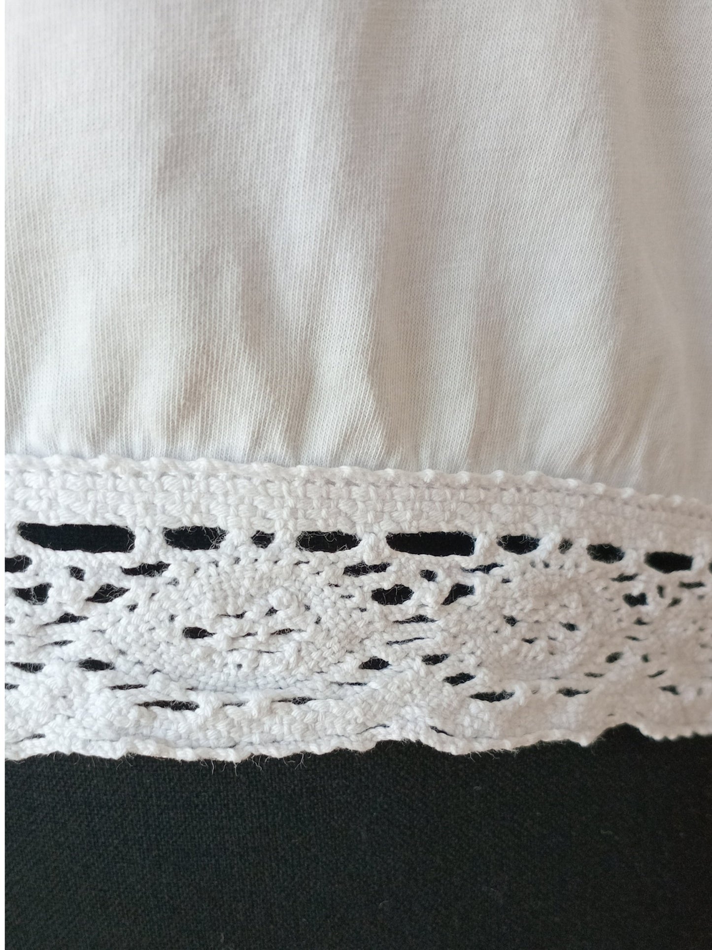 T-shirt boxy blanc détail crocheté (S)