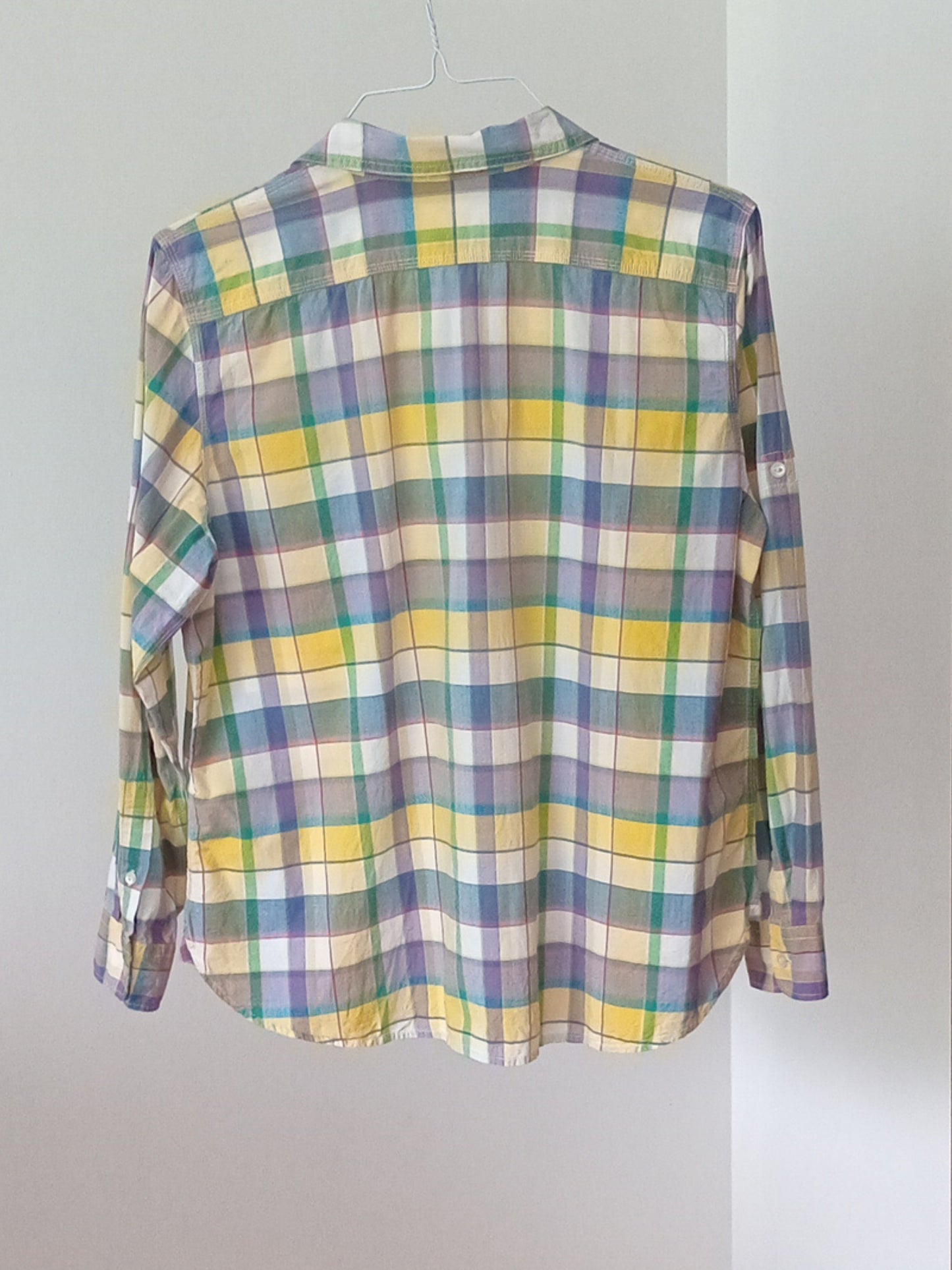 Chemise à carreaux pastel jaune et bleu (XL)