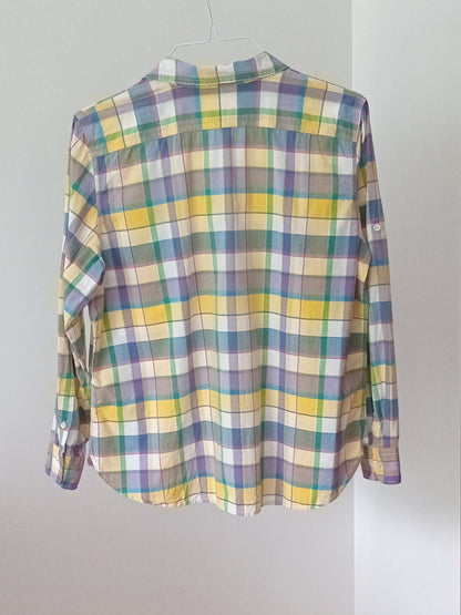 Chemise à carreaux pastel jaune et bleu (XL)