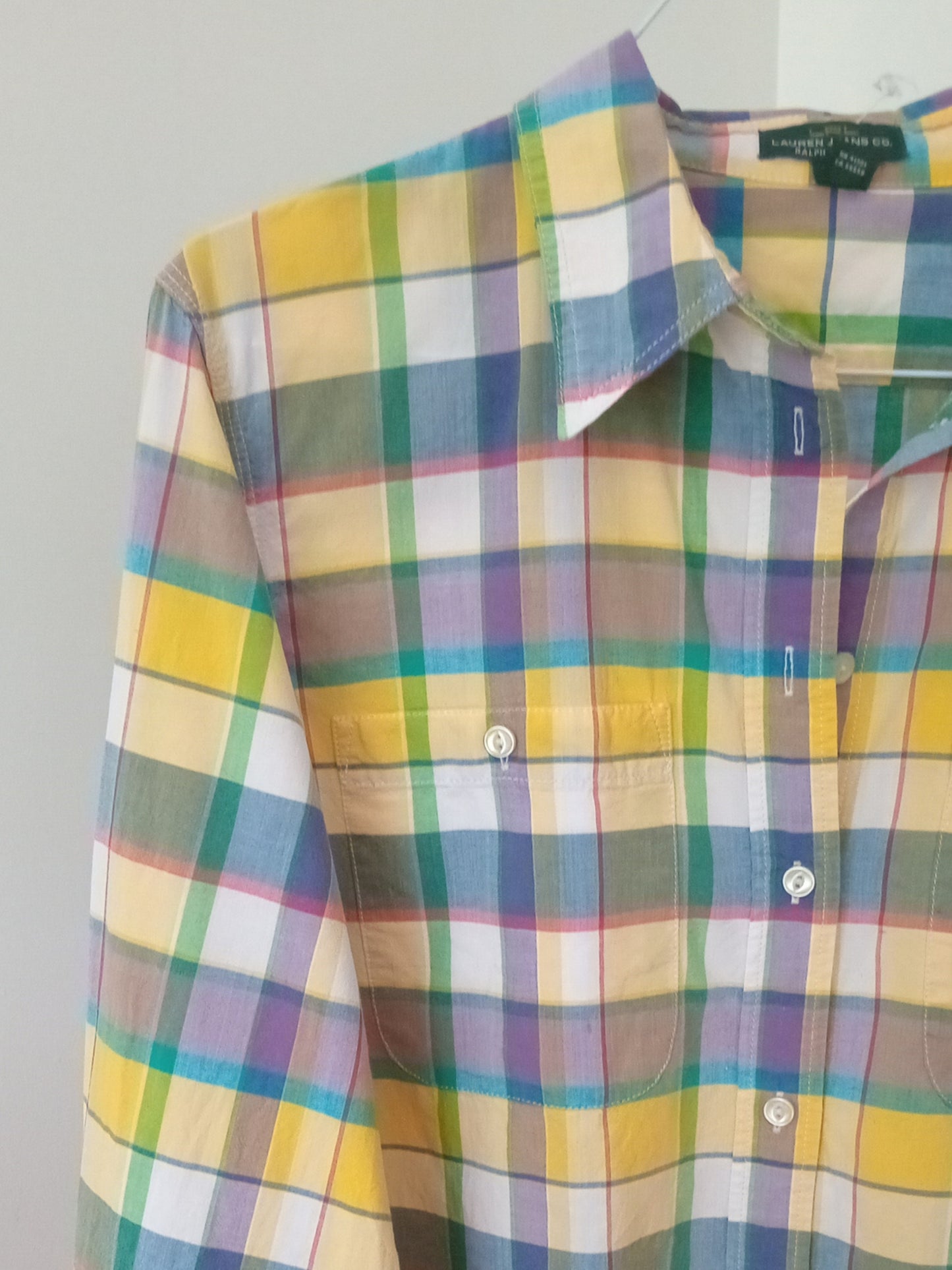 Chemise à carreaux pastel jaune et bleu (XL)