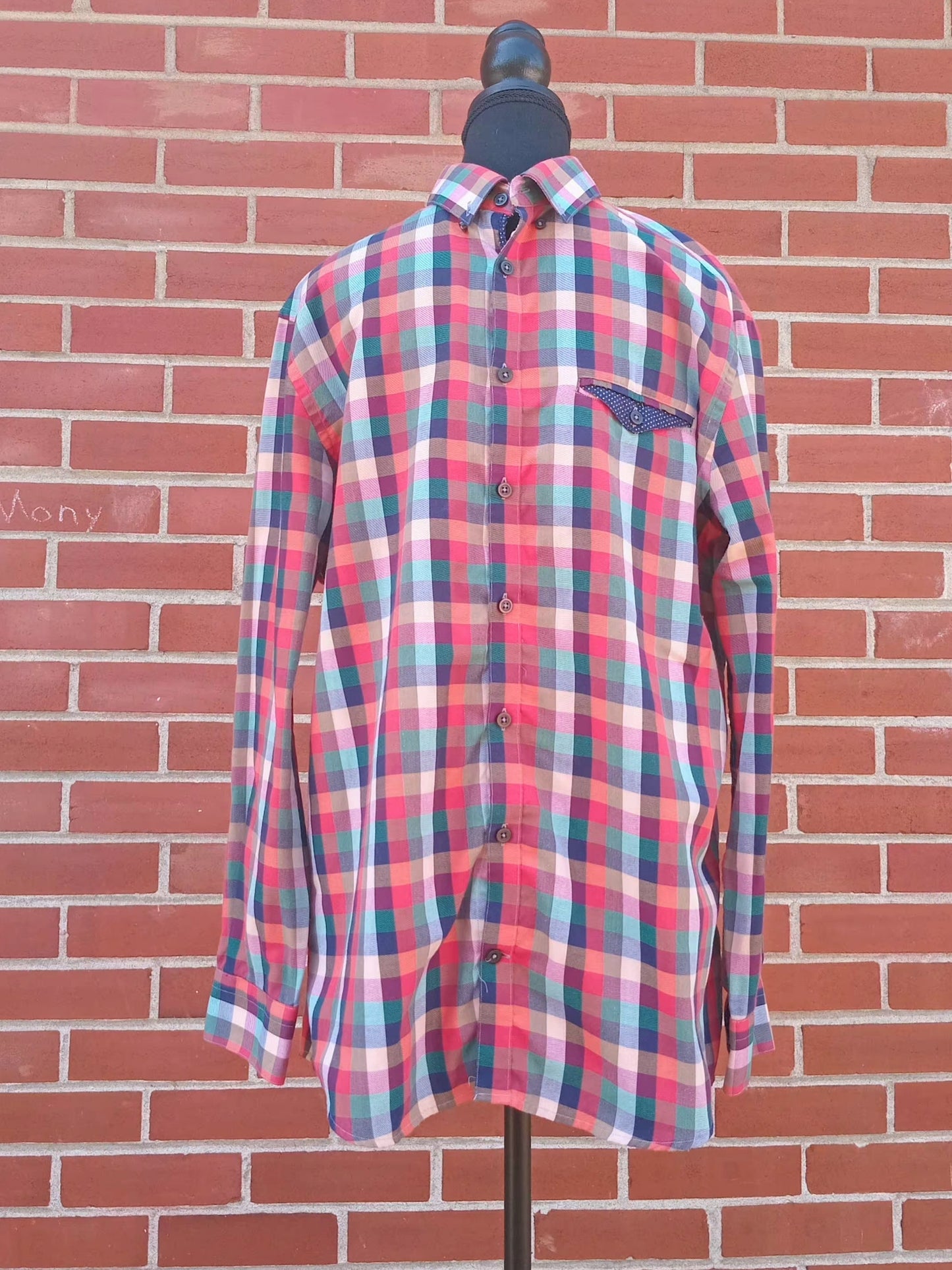 Chemise british carreautée détails contrastants (L)