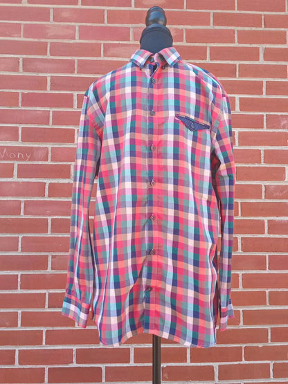 Chemise british carreautée détails contrastants (L)