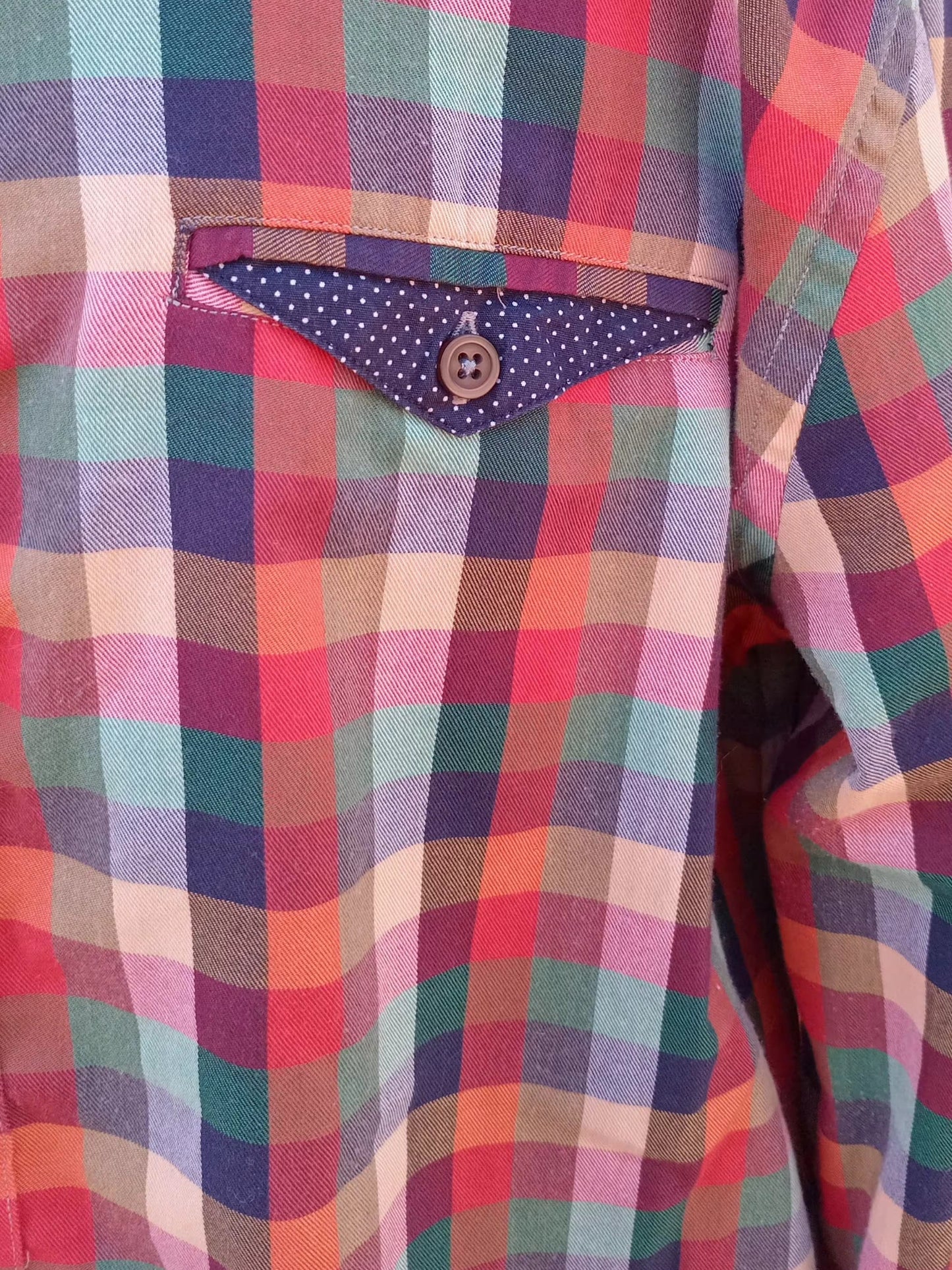 Chemise british carreautée détails contrastants (L)
