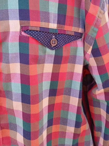 Chemise british carreautée détails contrastants (L)