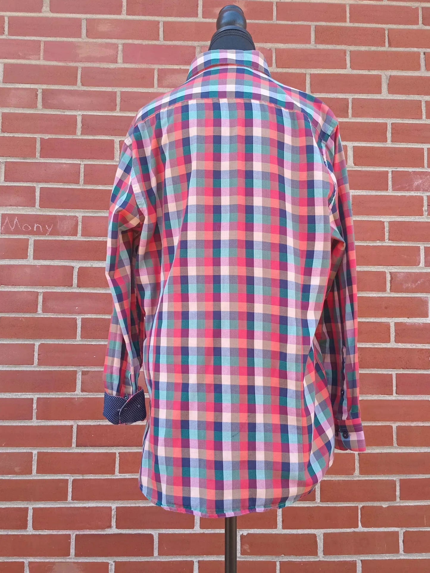 Chemise british carreautée détails contrastants (L)