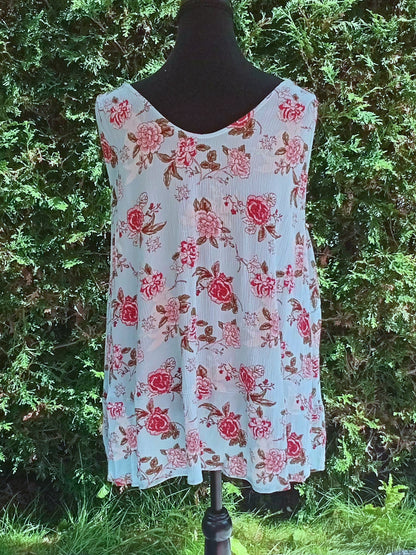 Camisole bohème turquoise fleurie (2X)