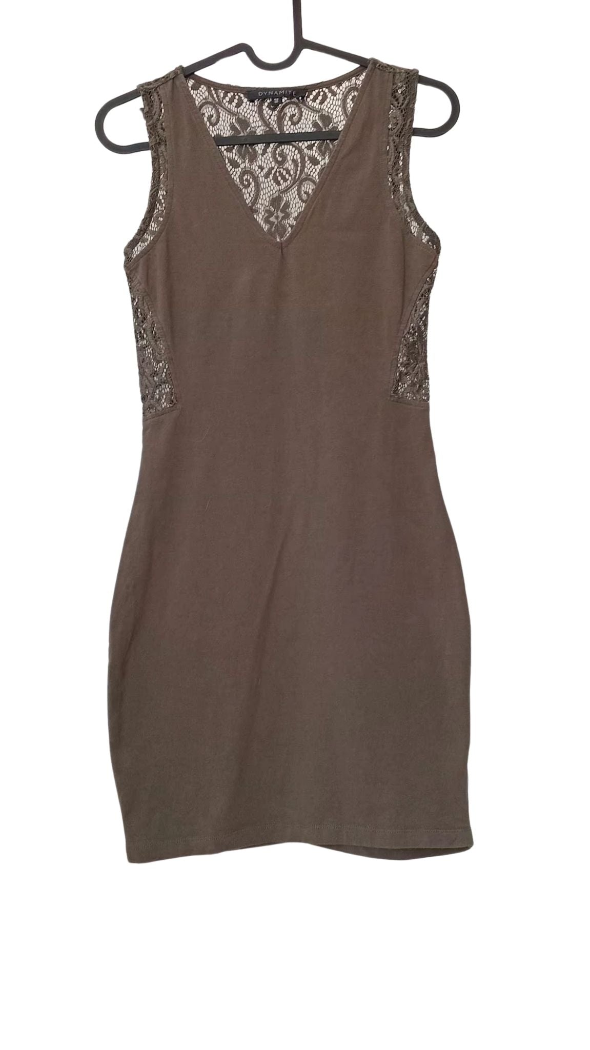 Robe crayon vert sauge avec dos en dentelle (Petit)