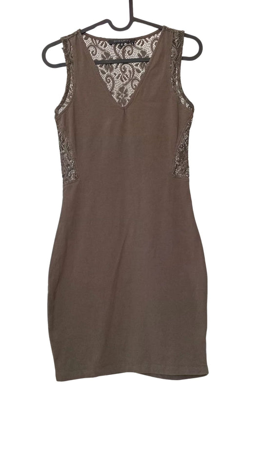 Robe crayon vert sauge avec dos en dentelle (Petit)