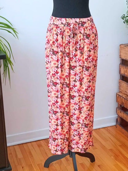 Pantalon fleuri boho fluide (M)