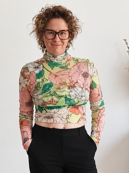 Chandail fleuri transparent (M)