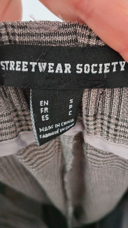 Pantalon chic taille haute à motif prince-de-galles (Petit)