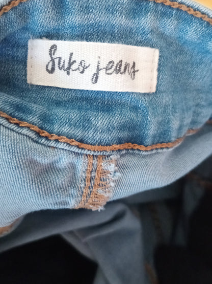 Jeans Capri taille haute bleu pâle (8)