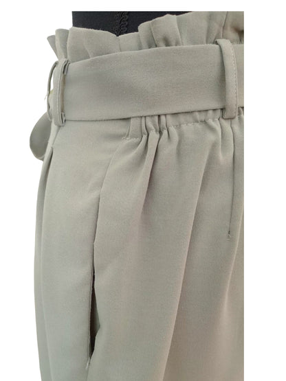 Pantalon paperbag sauge à nouer (L)